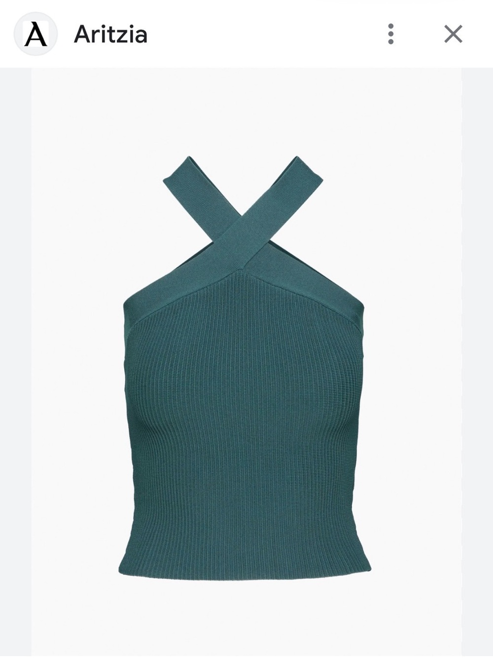 Aritzia Babaton Sculpt Knit Criss Cross Halter Tank Top Green Size Small